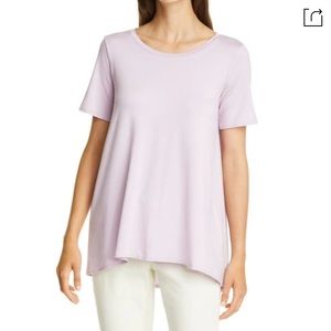 NWT Eileen Fisher Short Sleeve Jewel Neck Tencel Lyocel Jersey Tunic Lavender